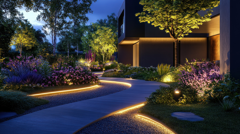 Enhance your garden design with expert tree planting, vibrant planting, and elegant outdoor lighting for a complete landscape design transformation.